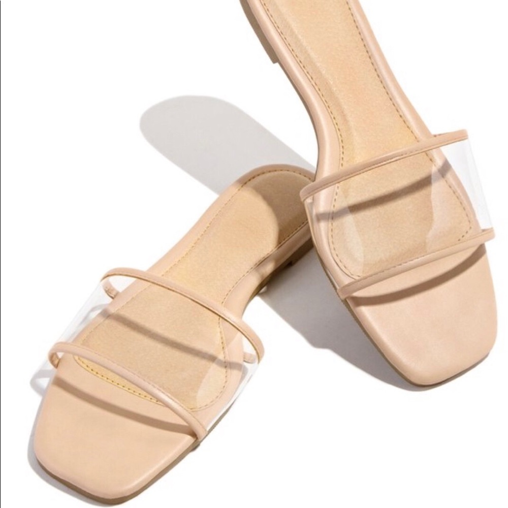 Miss Lola Nude Slide Sandals SZ 8